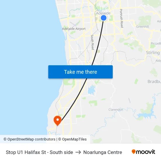 Stop U1 Halifax St - South side to Noarlunga Centre map