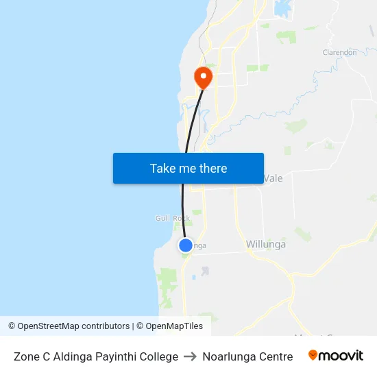Zone C Aldinga Payinthi College to Noarlunga Centre map
