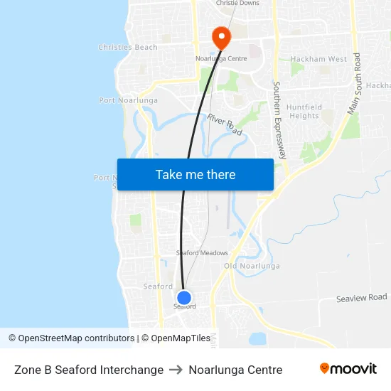 Zone B Seaford Interchange to Noarlunga Centre map