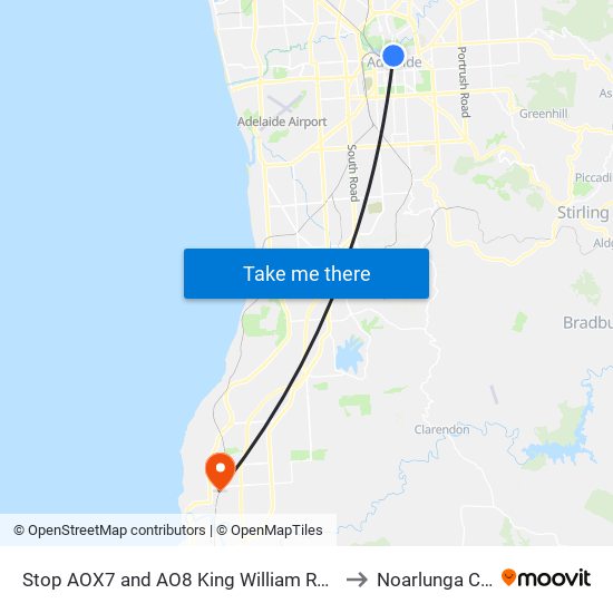 Stop AOX7 and AO8 King William Rd - East side to Noarlunga Centre map