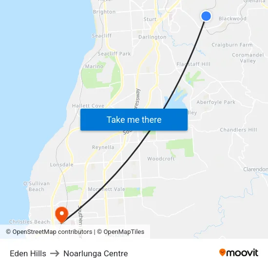 Eden Hills to Noarlunga Centre map