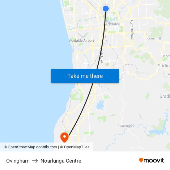 Ovingham to Noarlunga Centre map