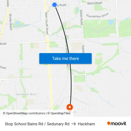 Stop School Bains Rd / Sedunary Rd to Hackham map