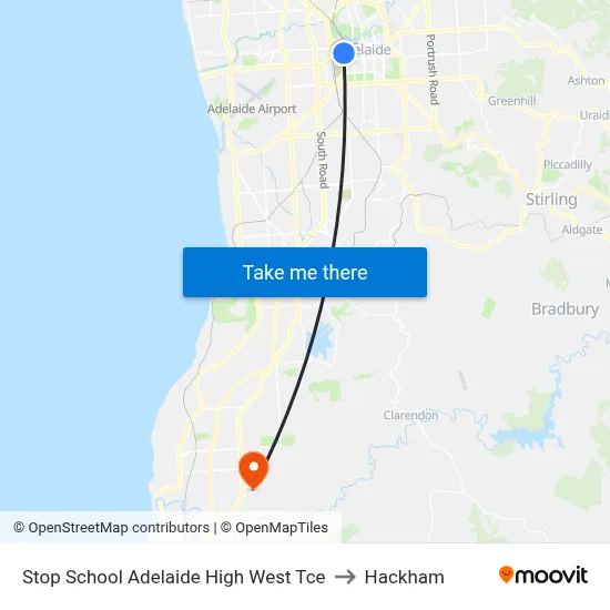 Stop School Adelaide High West Tce to Hackham map