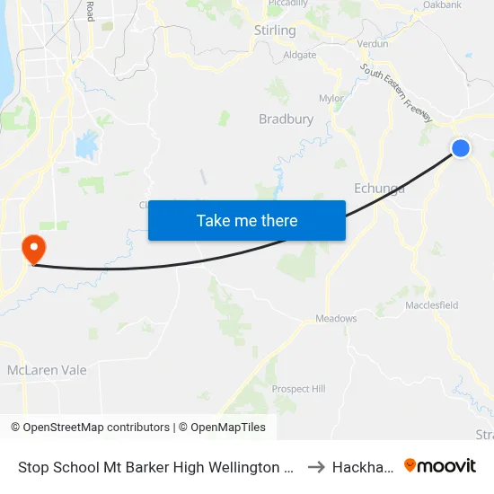 Stop School Mt Barker High Wellington Rd to Hackham map