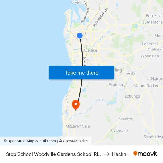 Stop School Woodville Gardens School Ridley Gr to Hackham map