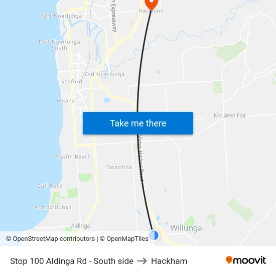 Stop 100 Aldinga Rd - South side to Hackham map