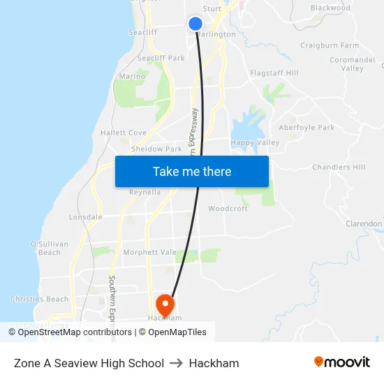 Zone A Seaview High School to Hackham map