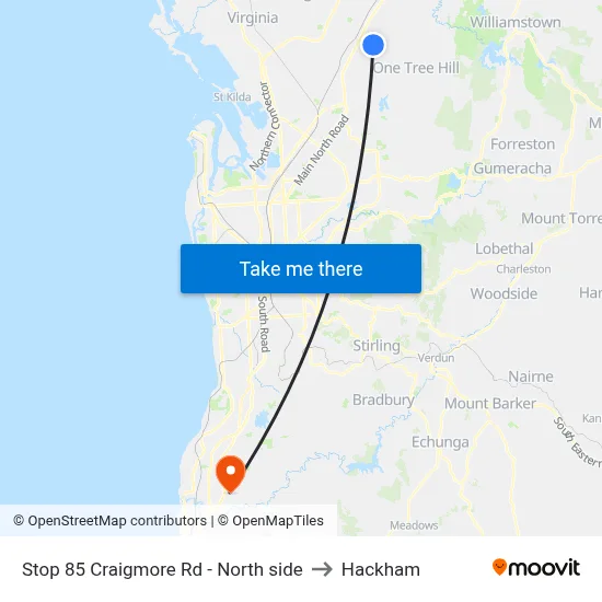 Stop 85 Craigmore Rd - North side to Hackham map