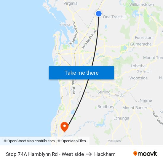 Stop 74A Hamblynn Rd - West side to Hackham map