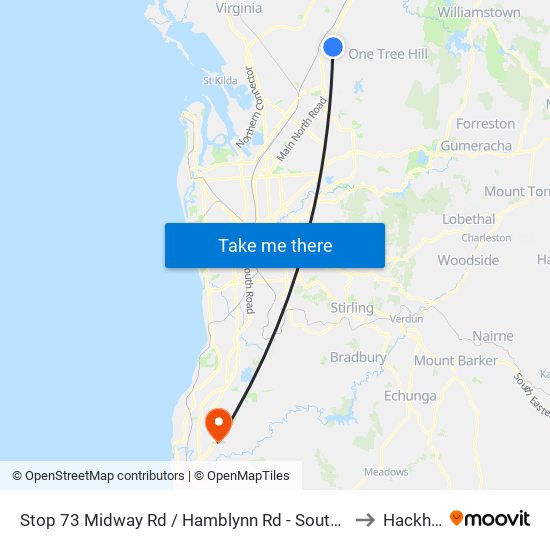 Stop 73 Midway Rd / Hamblynn Rd - South West side to Hackham map