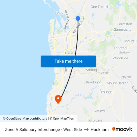 Zone A Salisbury Interchange - West Side to Hackham map
