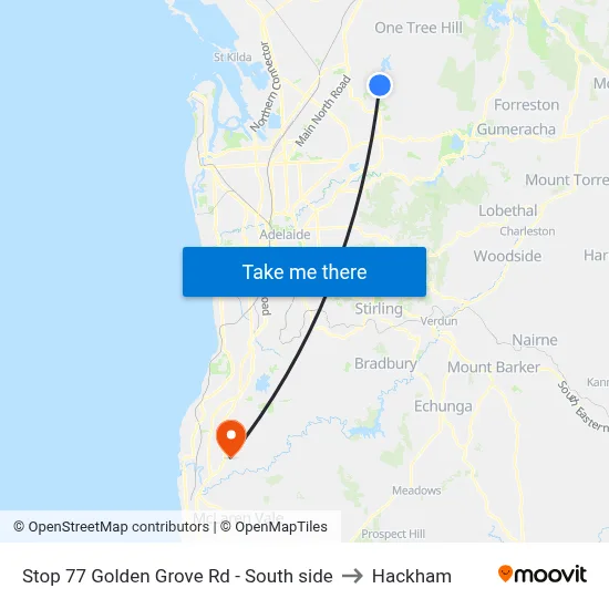Stop 77 Golden Grove Rd - South side to Hackham map