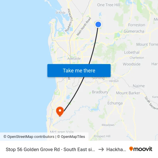 Stop 56 Golden Grove Rd - South East side to Hackham map