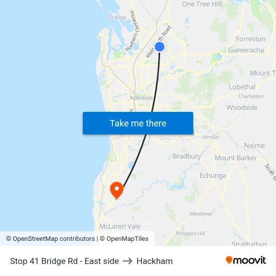 Stop 41 Bridge Rd - East side to Hackham map