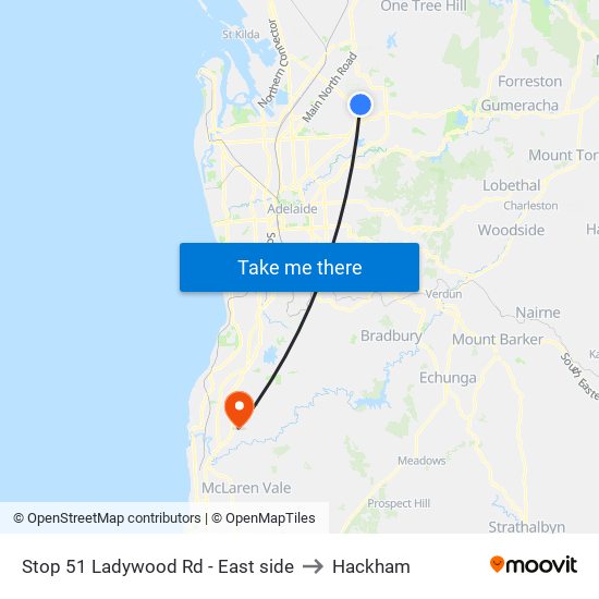 Stop 51 Ladywood Rd - East side to Hackham map