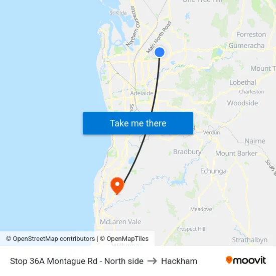 Stop 36A Montague Rd - North side to Hackham map