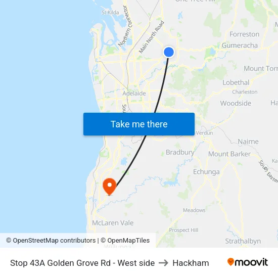 Stop 43A Golden Grove Rd - West side to Hackham map