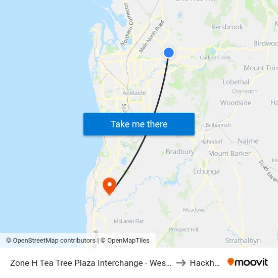 Zone H Tea Tree Plaza Interchange - West side to Hackham map