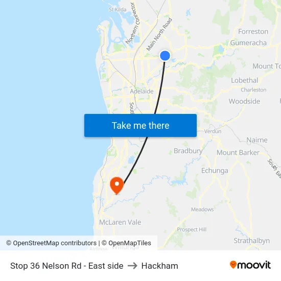 Stop 36 Nelson Rd - East side to Hackham map