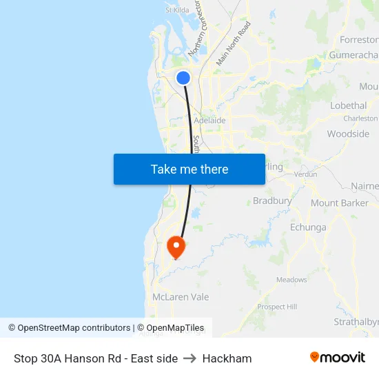 Stop 30A Hanson Rd - East side to Hackham map