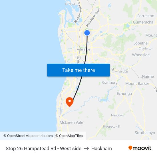 Stop 26 Hampstead Rd - West side to Hackham map