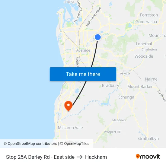 Stop 25A Darley Rd - East side to Hackham map