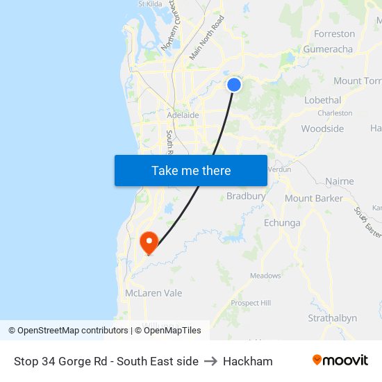 Stop 34 Gorge Rd - South East side to Hackham map