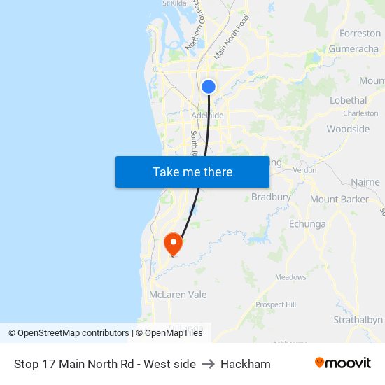 Stop 17 Main North Rd - West side to Hackham map