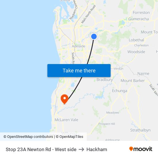 Stop 23A Newton Rd - West side to Hackham map