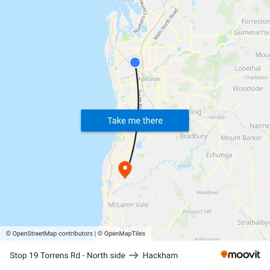 Stop 19 Torrens Rd - North side to Hackham map