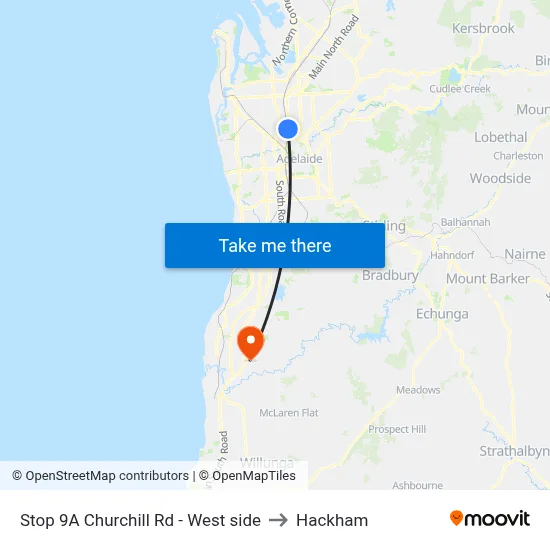 Stop 9A Churchill Rd - West side to Hackham map