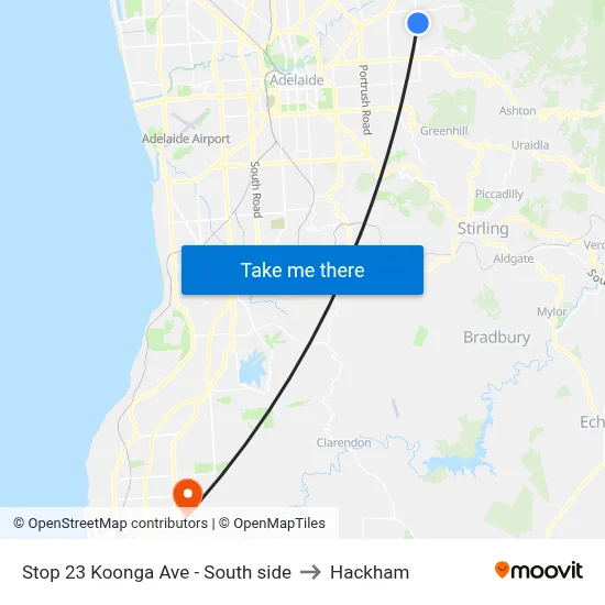 Stop 23 Koonga Ave - South side to Hackham map