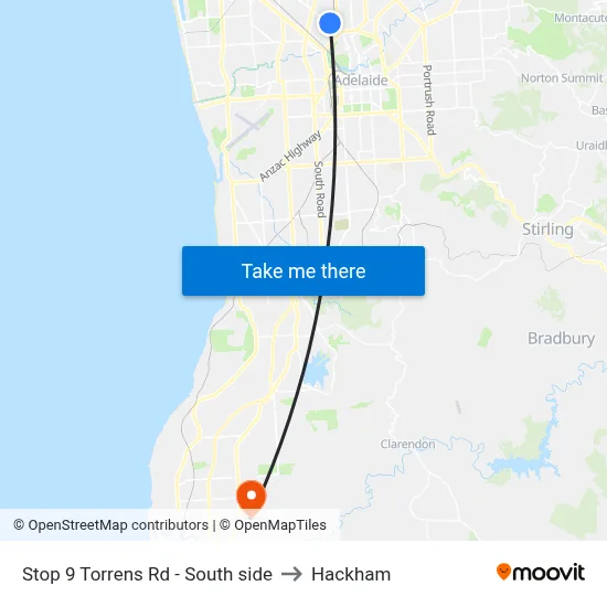 Stop 9 Torrens Rd - South side to Hackham map