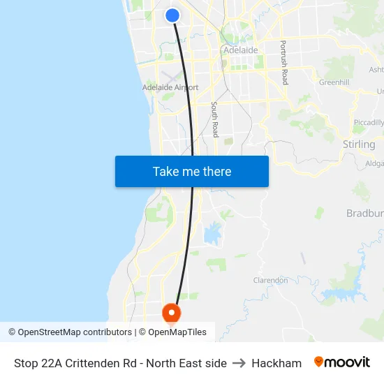 Stop 22A Crittenden Rd - North East side to Hackham map