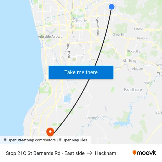 Stop 21C St Bernards Rd - East side to Hackham map