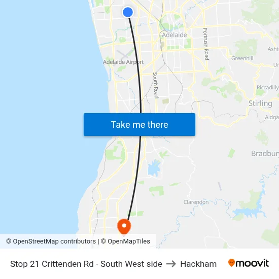 Stop 21 Crittenden Rd - South West side to Hackham map