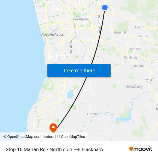 Stop 16 Marian Rd - North side to Hackham map
