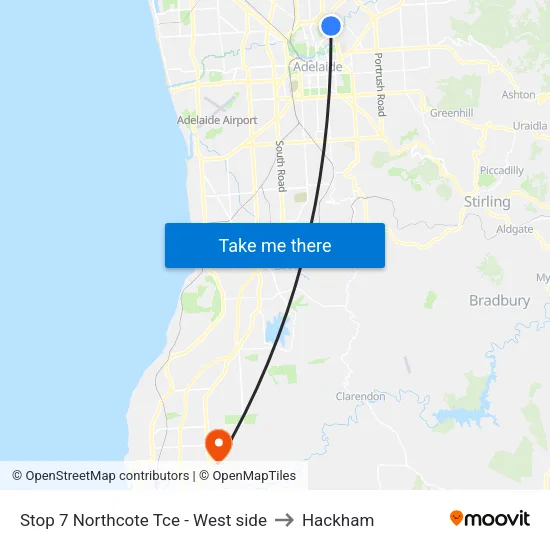 Stop 7 Northcote Tce - West side to Hackham map
