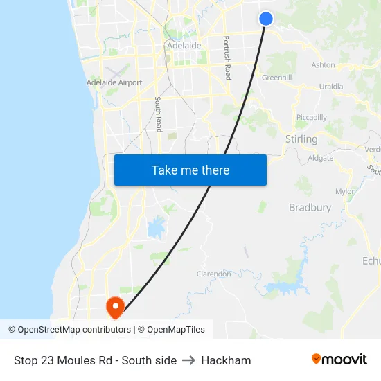 Stop 23 Moules Rd - South side to Hackham map