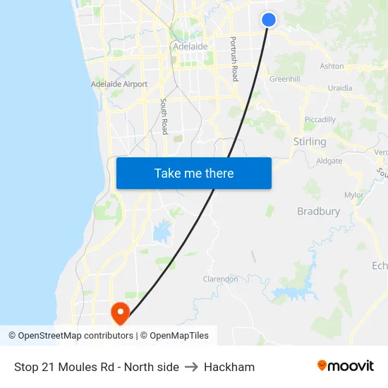 Stop 21 Moules Rd - North side to Hackham map
