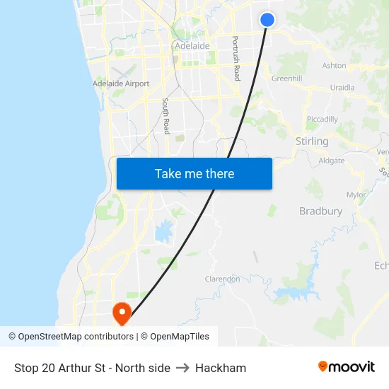 Stop 20 Arthur St - North side to Hackham map