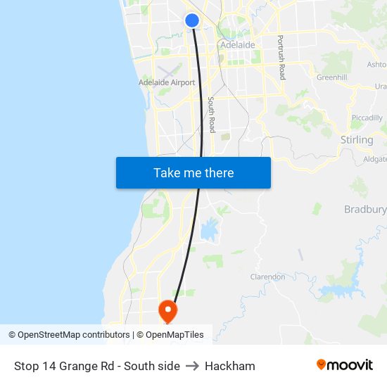 Stop 14 Grange Rd - South side to Hackham map