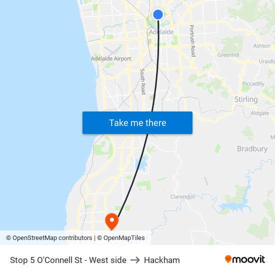 Stop 5 O'Connell St - West side to Hackham map