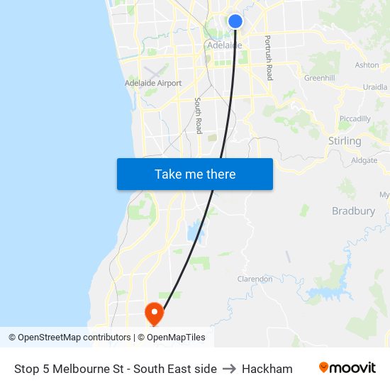 Stop 5 Melbourne St - South East side to Hackham map