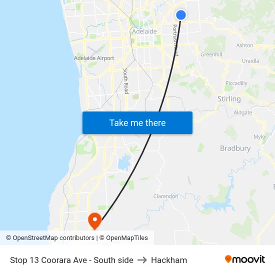 Stop 13 Coorara Ave - South side to Hackham map