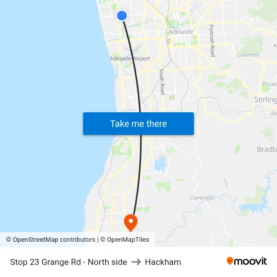 Stop 23 Grange Rd - North side to Hackham map