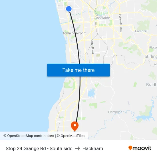 Stop 24 Grange Rd - South side to Hackham map