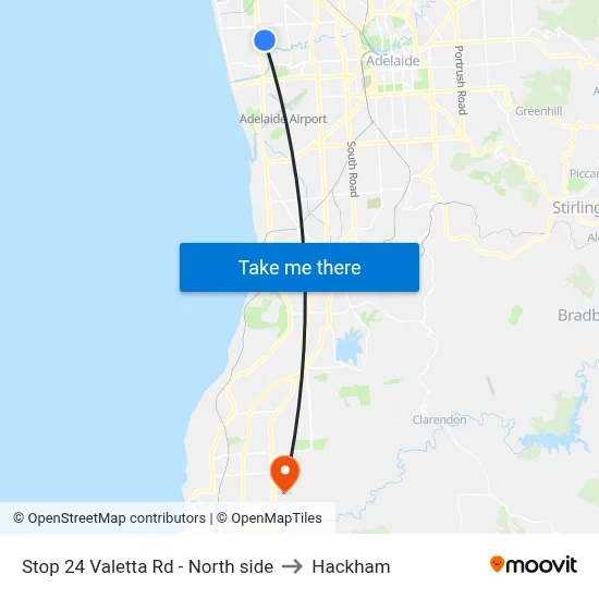 Stop 24 Valetta Rd - North side to Hackham map