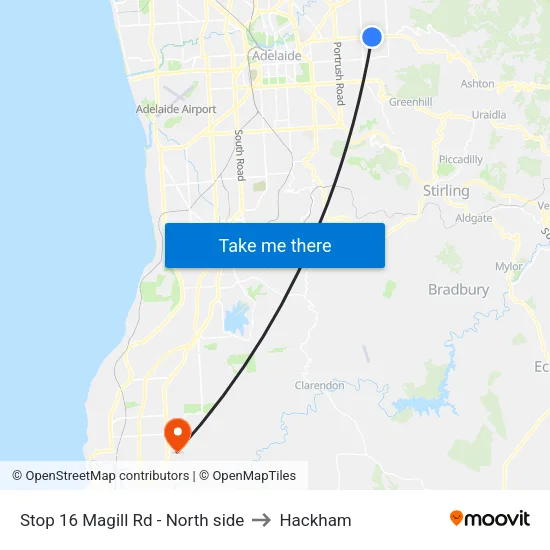 Stop 16 Magill Rd - North side to Hackham map